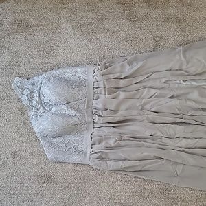 Molisa One-shoulder slit bridesmaid's dress silver size 22